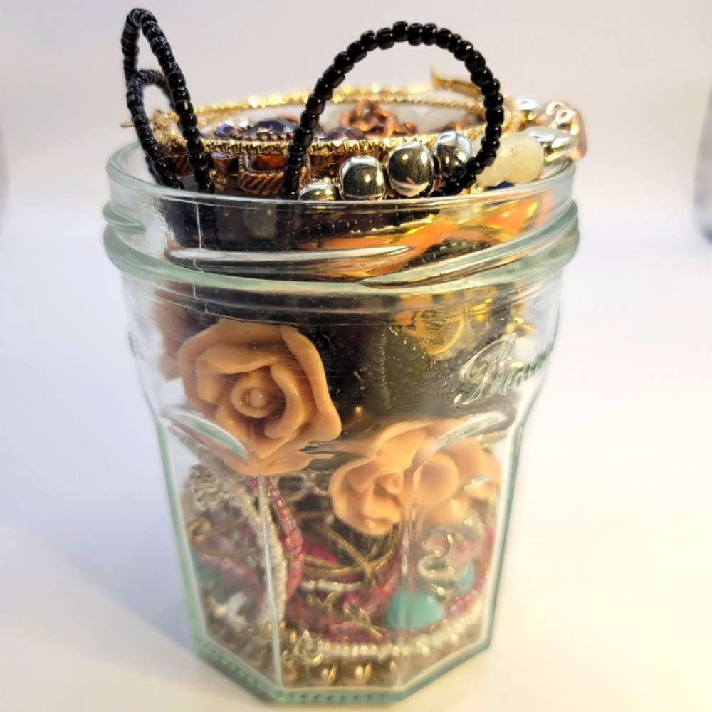 Mystery Jewelry Jar Necklaces Bracelets Paired Earrings 1.5 Lbs